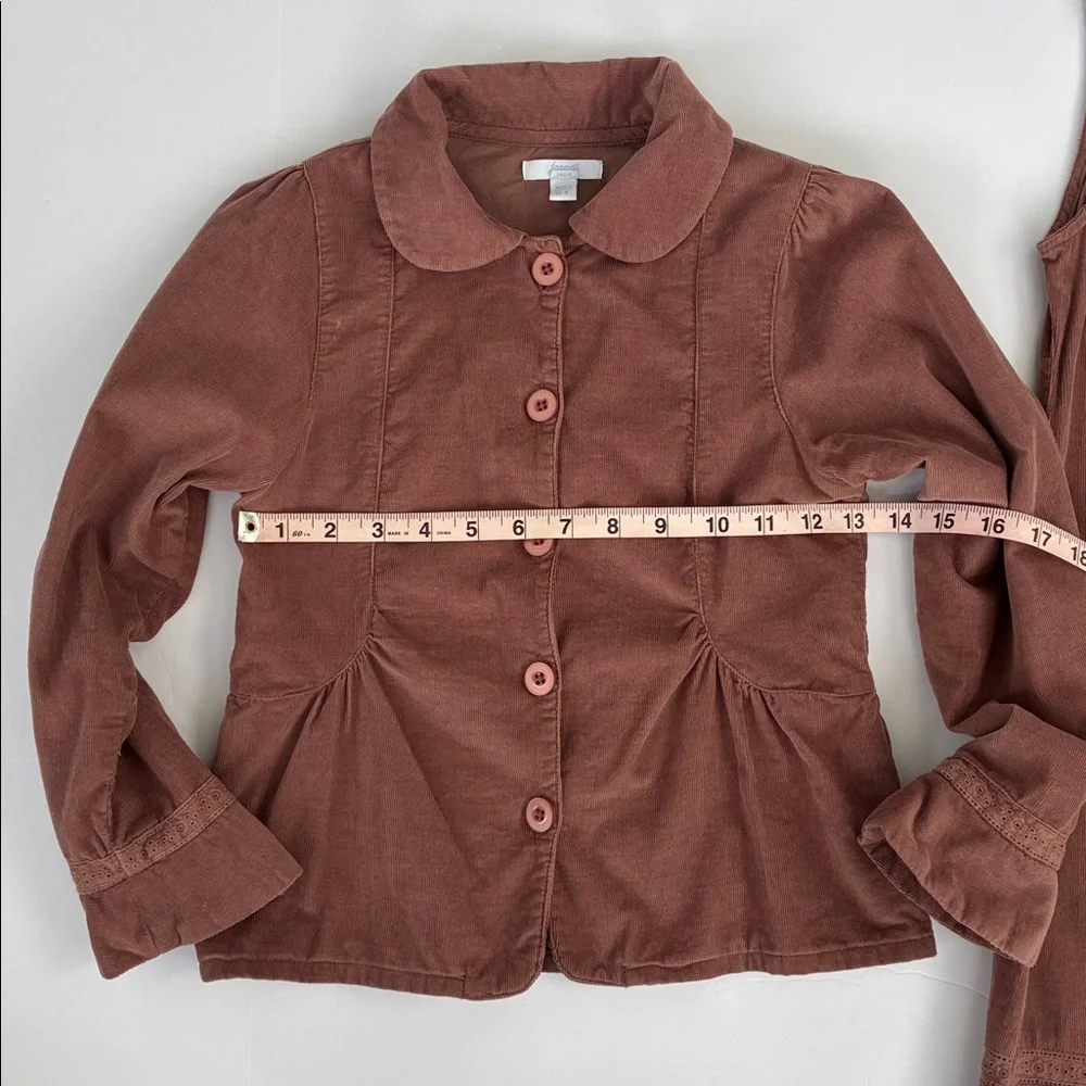 Jacadi Paris Brown Corduroy Sleeveless Dress and Jacket Set 8Y 100% Cotton